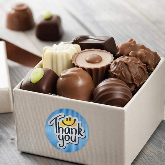 100 THANK YOU Stickers Blue Smiley 1" - Picture 5 of 9